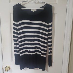 Navy And White Striped Lightweight Sweater